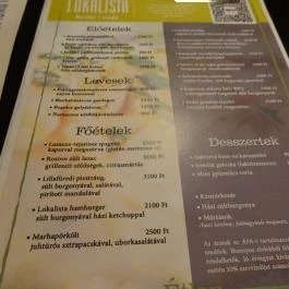 Lokalista Bistro Miskolc - Étlap/itallap