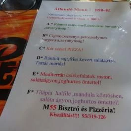 M55 Bisztró & Pizzéria Nagykanizsa - Étlap/itallap