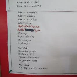 Magas-hegyi Büfé, Sátoraljaújhely - Étlap/itallap