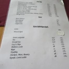 Magas-hegyi Büfé, Sátoraljaújhely - Étlap/itallap