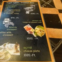 Mai Manó Kávézó Budapest - Étlap/itallap