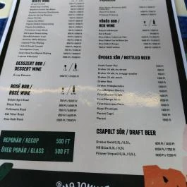 Majomhoz, Budapest - Étlap/itallap