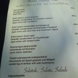 Majthényi Présház Balatonlelle - Étlap/itallap