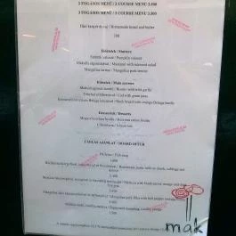 MÁK restaurant Budapest - Étlap/itallap