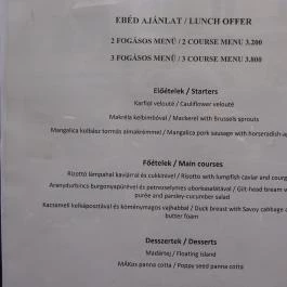 MÁK restaurant Budapest - Étlap/itallap