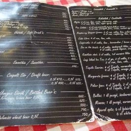 Málna Bár Budapest - Étlap/itallap