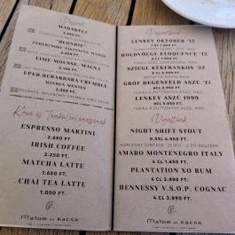 Malom & Kacsa - Bisztró, Kávézó & Rendezvényház Tata - Étlap/itallap