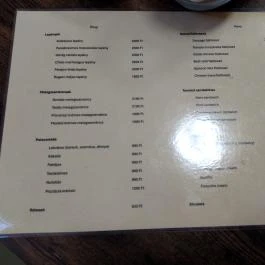 Mama rétesháza Budapest - Étlap/itallap