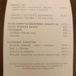 Mamie Artizan Budapest - Étlap/itallap