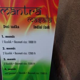 Mantra Masala Budapest - Étlap/itallap