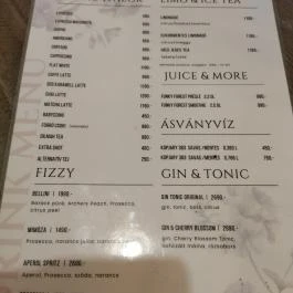 Marangona Desszertpark Budapest - Étlap/itallap