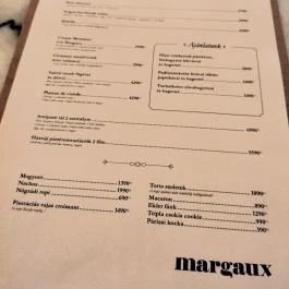 Margaux Kávézó Budapest - Étlap/itallap