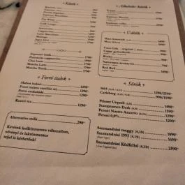 Margaux Kávézó Budapest - Étlap/itallap