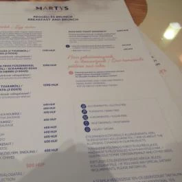 Marty's Kitchen & Bar Budapest - Étlap/itallap