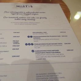 Marty's Kitchen & Bar Budapest - Étlap/itallap