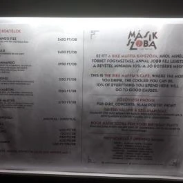 Másik Szoba kávézó és bár Budapest - Étlap/itallap