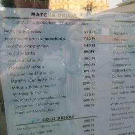 Matcha Tsuki, Budapest - Étlap/itallap