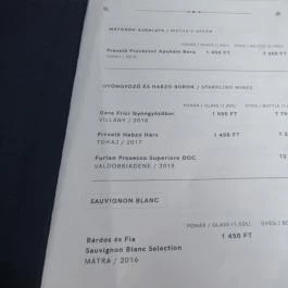 Mátka - Gozsdu Udvar Budapest - Étlap/itallap