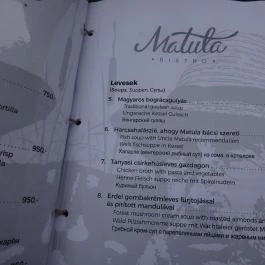 Matula Bistro Budapest - Étlap/itallap