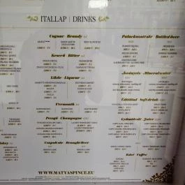 Mátyás Pince Étterem Budapest - Étlap/itallap