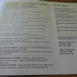 Mazel Tov Budapest - Étlap/itallap