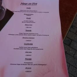Meat on Fire Budapest - Étlap/itallap