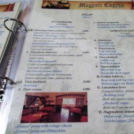 Megyeri Csárda Budapest - Étlap/itallap