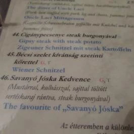 Megyeri Csárda Budapest - Étlap/itallap
