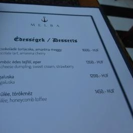 Melba Panoráma Étterem Budapest - Étlap/itallap