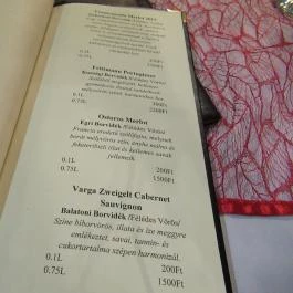 Merlot Látványpince Szendrőlád - Étlap/itallap