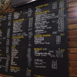 Mészöly Söröző Budapest - Étlap/itallap