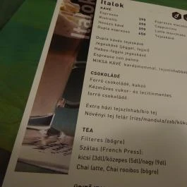 Miksa Cafe, Budapest - Étlap/itallap