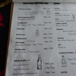 Milagro American Grill Budapest - Étlap/itallap