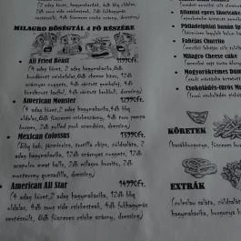 Milagro American Grill Budapest - Étlap/itallap