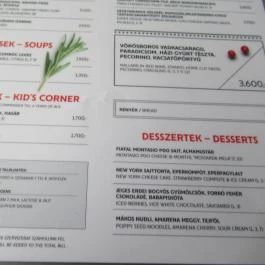 Mili Gasztronómia Budapest - Étlap/itallap