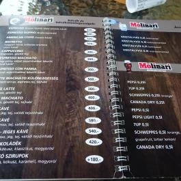 Molinari Kávézó Szilvásvárad - Étlap/itallap