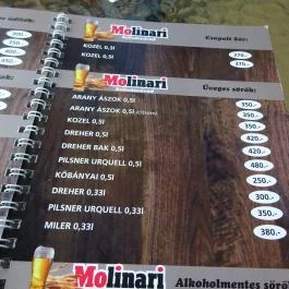 Molinari Kávézó Szilvásvárad - Étlap/itallap