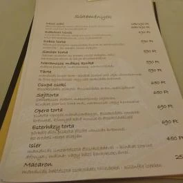 Mon Amie Kávézó, Cukrászda & Borbár Budapest - Étlap/itallap