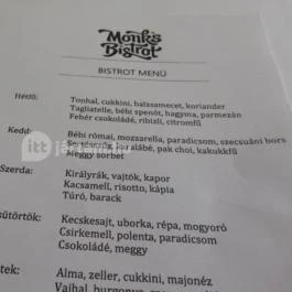 Monk’s Bistrot Budapest - Étlap/itallap