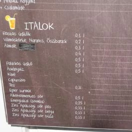 Monostor Falatozó, Zirc - Étlap/itallap