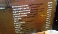Montenegroi Gurman Bistro - Rákóczi út Budapest - Étlap/itallap