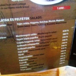 Montenegroi Gurman Bistro - Rákóczi út Budapest - Étlap/itallap