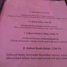 Mughal Shahi Pakisztáni Étterem Budapest - Étlap/itallap