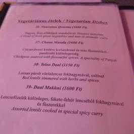 Mughal Shahi Pakisztáni Étterem Budapest - Étlap/itallap