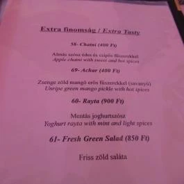 Mughal Shahi Pakisztáni Étterem Budapest - Étlap/itallap