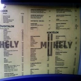Műhely Pub Budapest - Étlap/itallap
