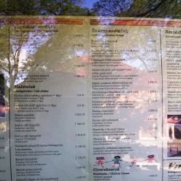 Nádas Étterem, Agárd - Étlap/itallap
