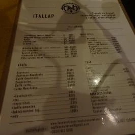 Napfény Műterem, Szeged - Étlap/itallap