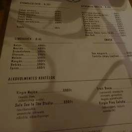 Napfény Műterem, Szeged - Étlap/itallap