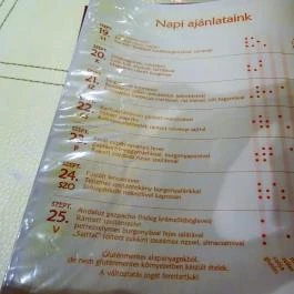 Napfényes Étterem & Pizzéria Budapest - Étlap/itallap
